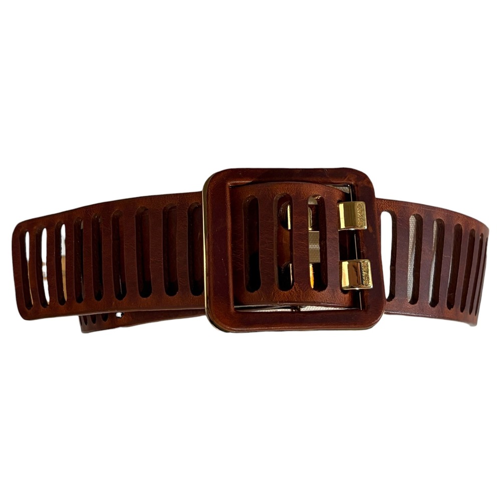 Brave Leather Belt Women Excellent Wide Ladder Cut Boho Western 34 Brown Gold